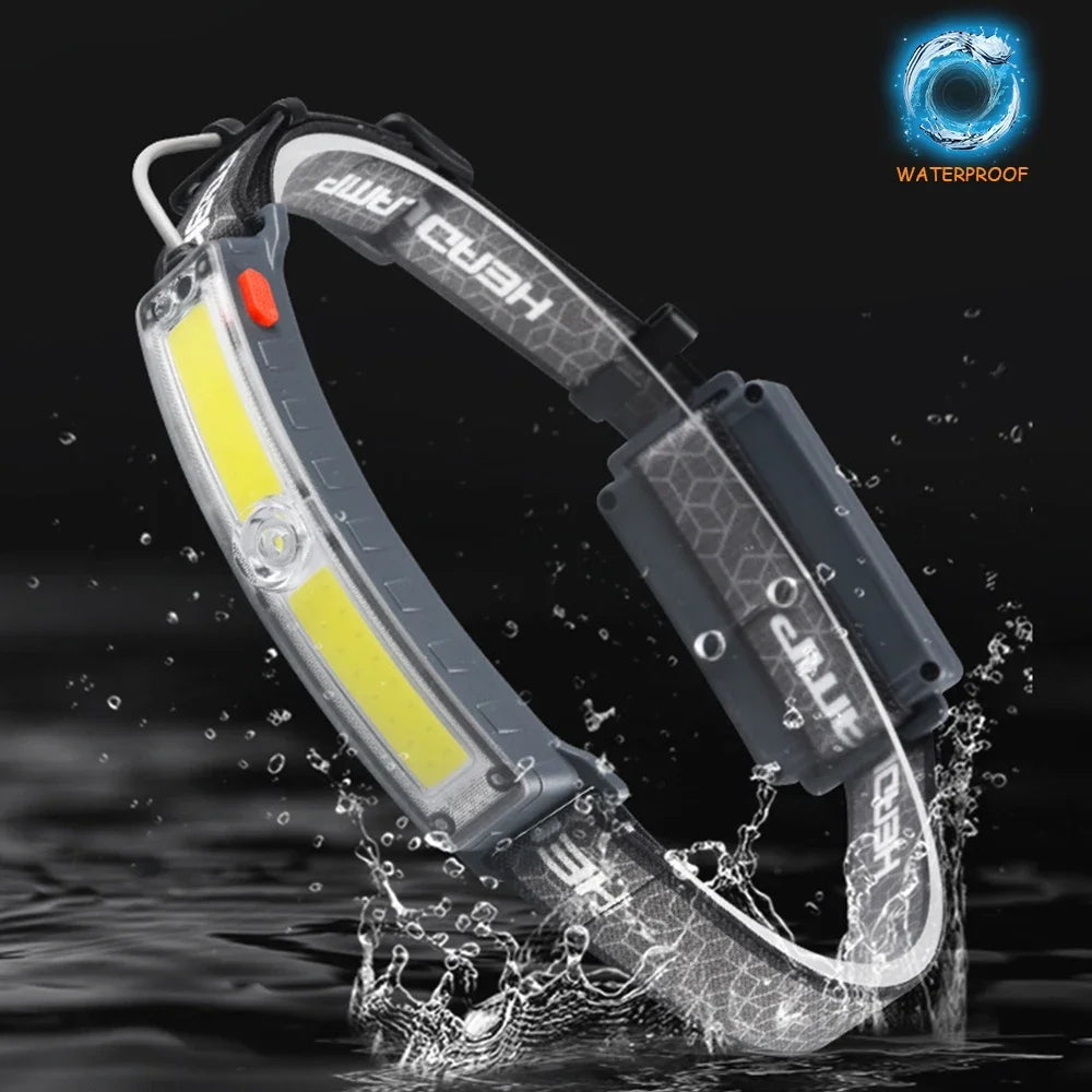 lampe frontale rechargeable led 5w gris noir ceinture ajustable mode pêche étanche 60deg modernisée