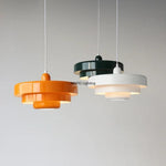 suspension lumineuse moderne pendentif orange noir blanc abat jour rond multi couche opaques fixations