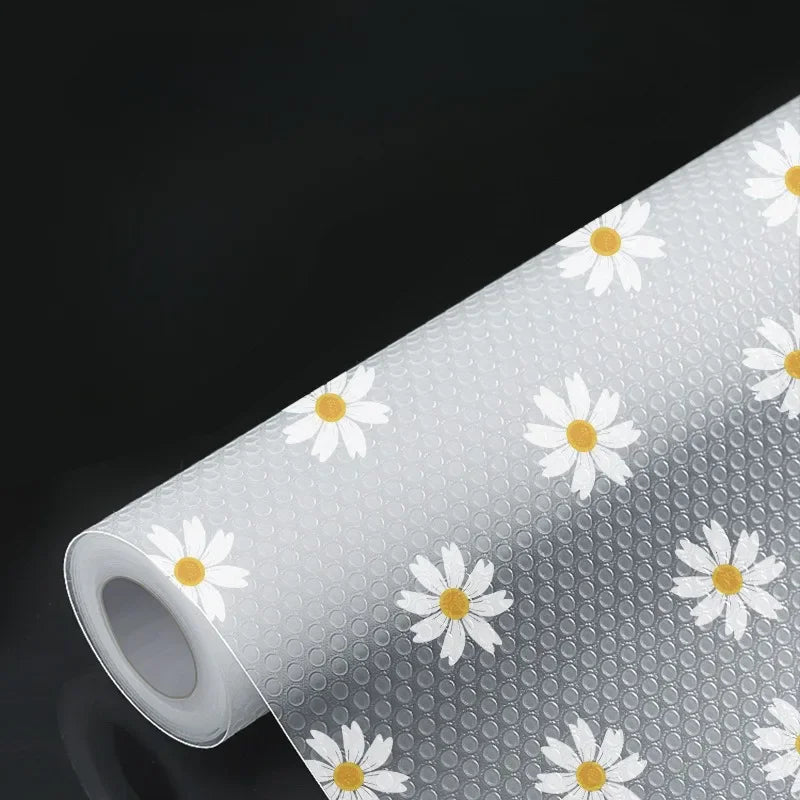 tapis protection meuble transparent jaune fleur adhésif moderne 100x30cm 150x30cm 200x30cm 200x45cm