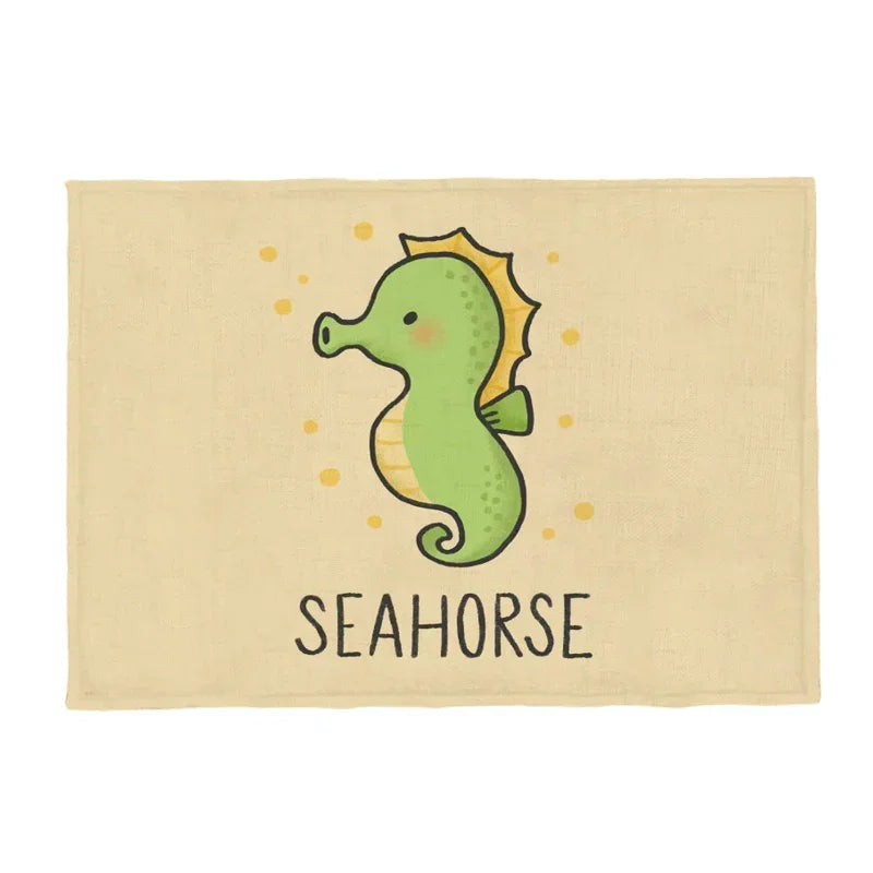 serviette table rectangulaire tissu motif animaux mignons dessin animé décoration salle manger