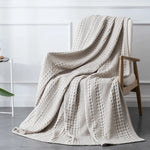 couverture coton points solide été portable maison pique nique voyage militaire blanc gris beige