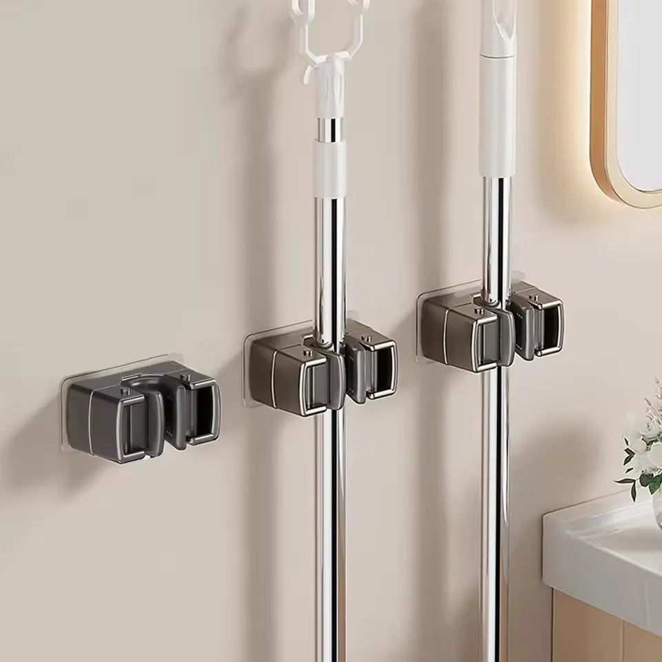 supports mural adhésifs balai pelle noir gris modernes respectueux environnement multiple outils nettoyage cuisine