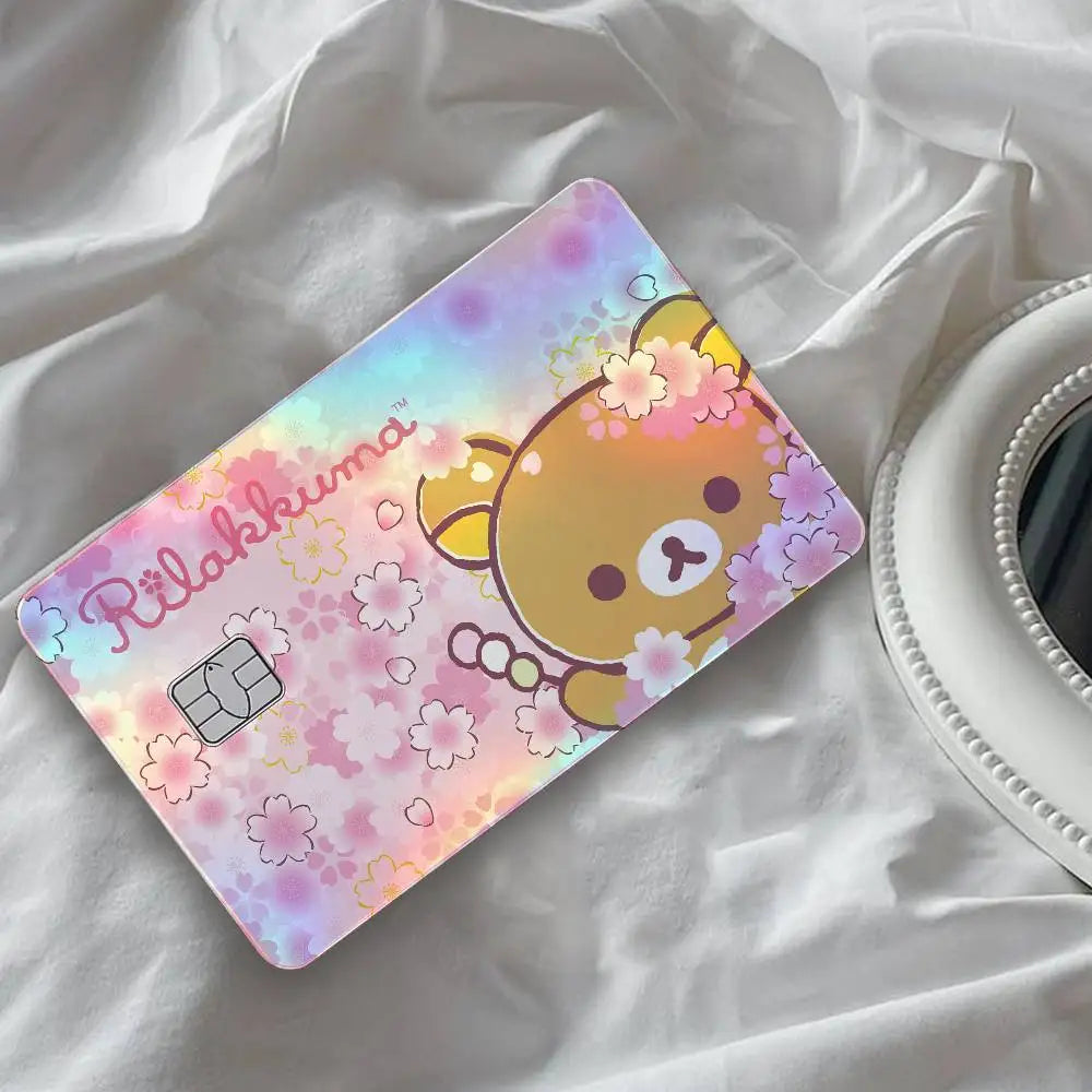 autocollants carte d'identité dessin animé rilakkuma chats motifs floraux multicolore résistants eau protection vinyl