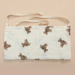 sac rangement lit bébé coton coeurs dorés gris simple double poche fixation ruban