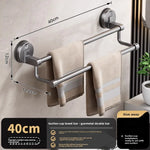 porte serviettes mural gris métallisé double barre ventouse moderne minimaliste sans perçage deux niveaux