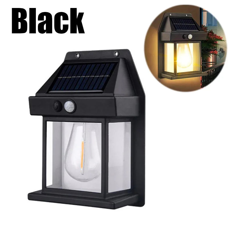 lampe solaire murale transparente moderne détecteur mouvement noir led étanche ip65extérieur patio