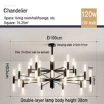Suspension lumineuse moderne or structure géométrique tubes lumineux fixation crochet éclairage led chambre salon