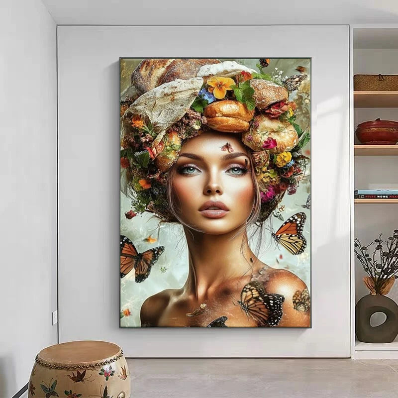 toile d'art contemporaine multicolore floral culinaire opaque sans cadre vertical