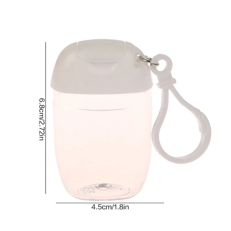bouteilles rechargeables transparentes modernes couleurs variées anneaux boucles pratique mini désinfectant main cosmétique alcool