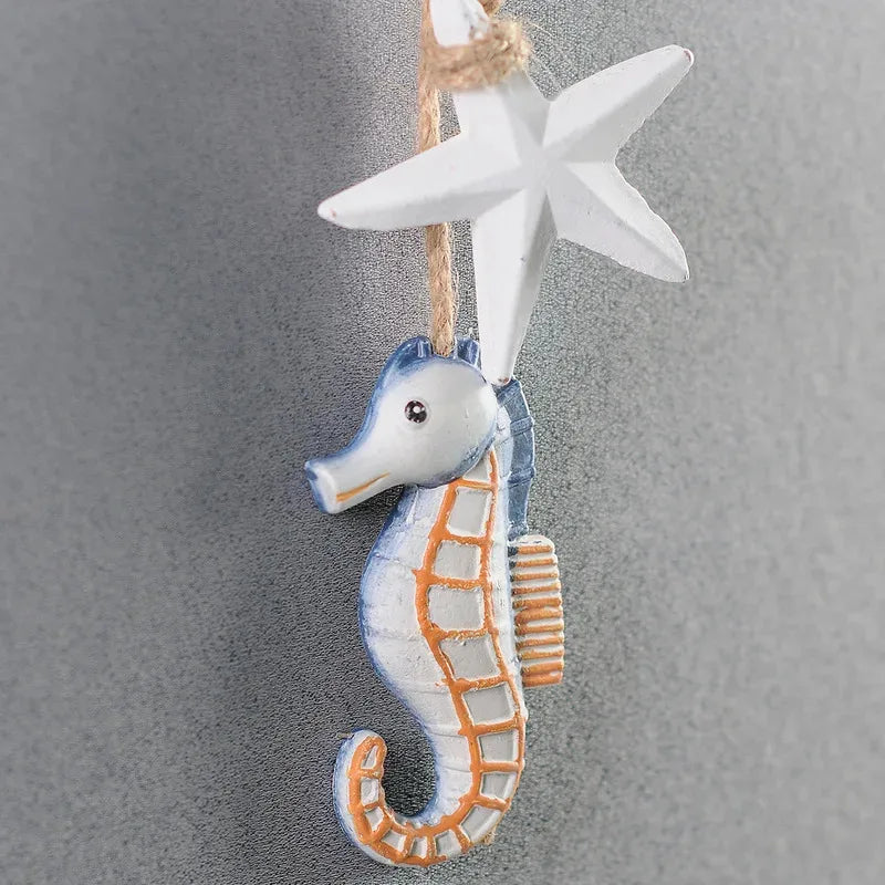 décoration murale artisanale hippocampe poisson coquillages étoile mer marine enfant chambre