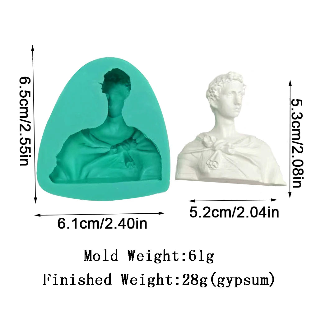 moules silicone bustes sculptés classiques aromathérapie gypse résine époxy decoration gâteau blanc vert