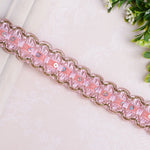 ruban décoratif dentelle élégant sequins dorés or rose violet bleu marron 2mètres polyester