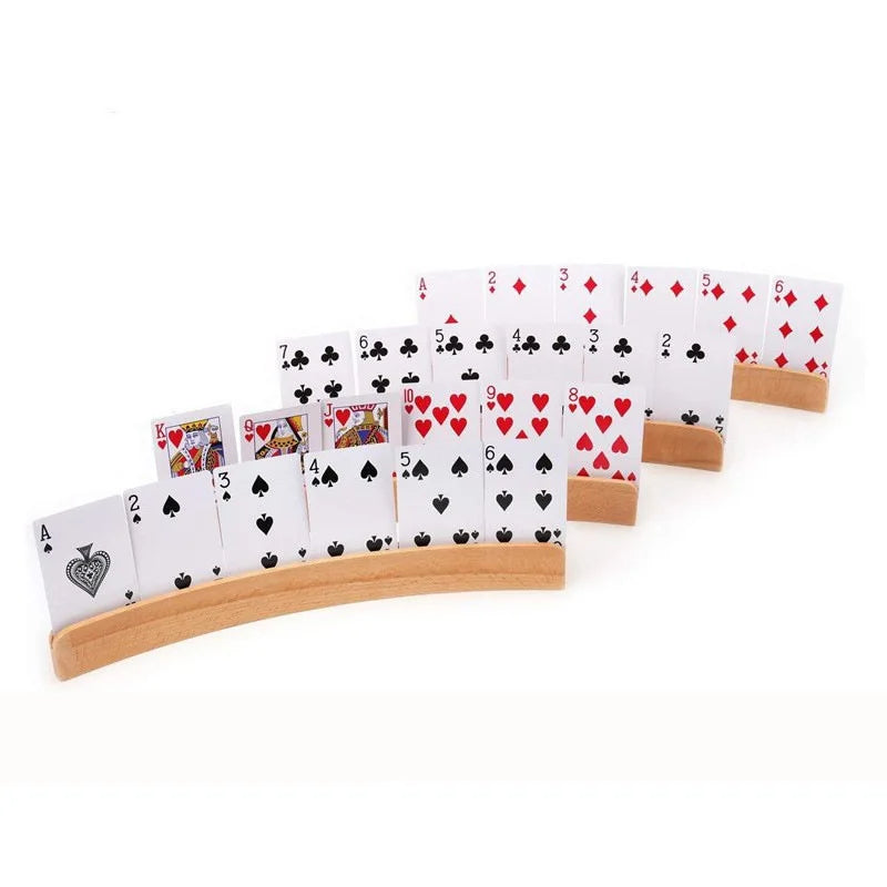 porte cartes bois clair grain minimaliste cartes jeu cœur carreau trèfle pique supports salon