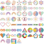 stickers adhésifs apaisants calmes textes circulaires modernes rose bleu vert jaune blanc trace labyrinthe