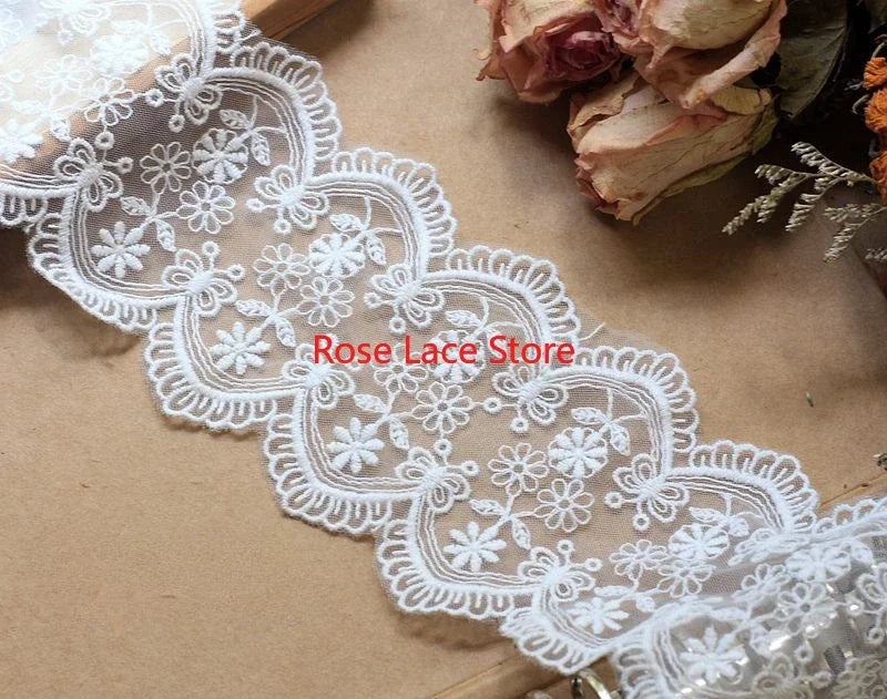 dentelle blanche motifs floraux complexe classique ornement robe mariage deco 10cm opacitéstituição