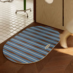 tapis vert marron bleu rayures diagonales moderne antidérapant absorbant eau salle bain intérieur voyage