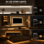 ruban led cob blanc flexible adhésif moderne minimaliste éclairage chambre salon télévision