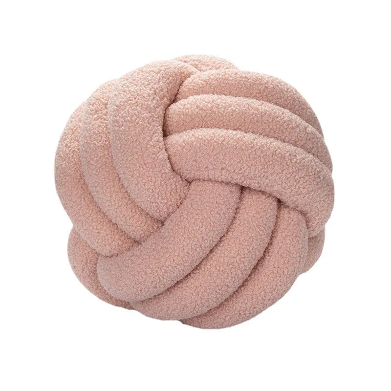 coussin décoratif rond velours effet nœud canapé salon moderne maison texte
