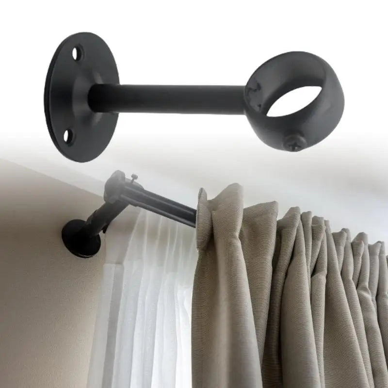 support rideau moderne vis fixations plaques noir argenté coton maille tissu