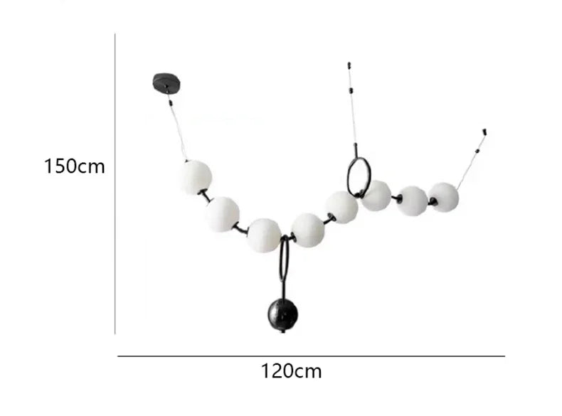 suspension lumineuse moderne boules sphériques blanc doré opaques chaînes