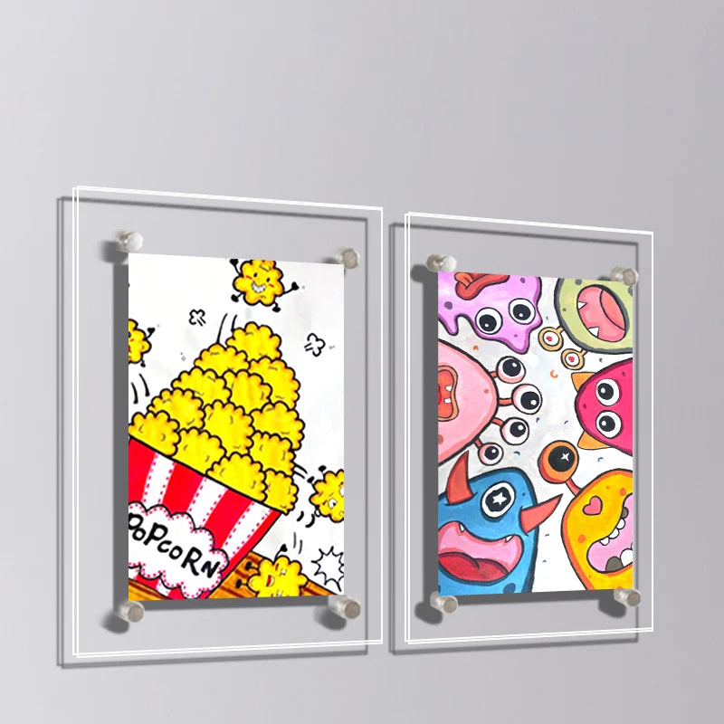 Cadre photo transparent moderne clips magnétiques acrylique suspendu peinture murale enfant 10.2x15.2cm 12.7x17.8cm 15.2x20.3cm