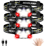 lampe frontale led rechargeable sensor mouvement clip portable travail camping pêche leds noir blanc