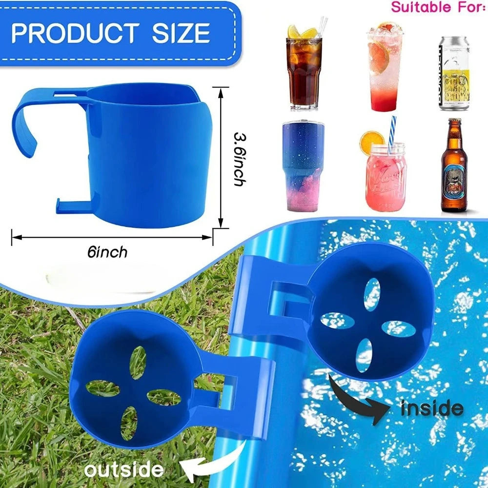 support verres piscine bleu mat pratique moderne fixation rangement boissonsextérieur