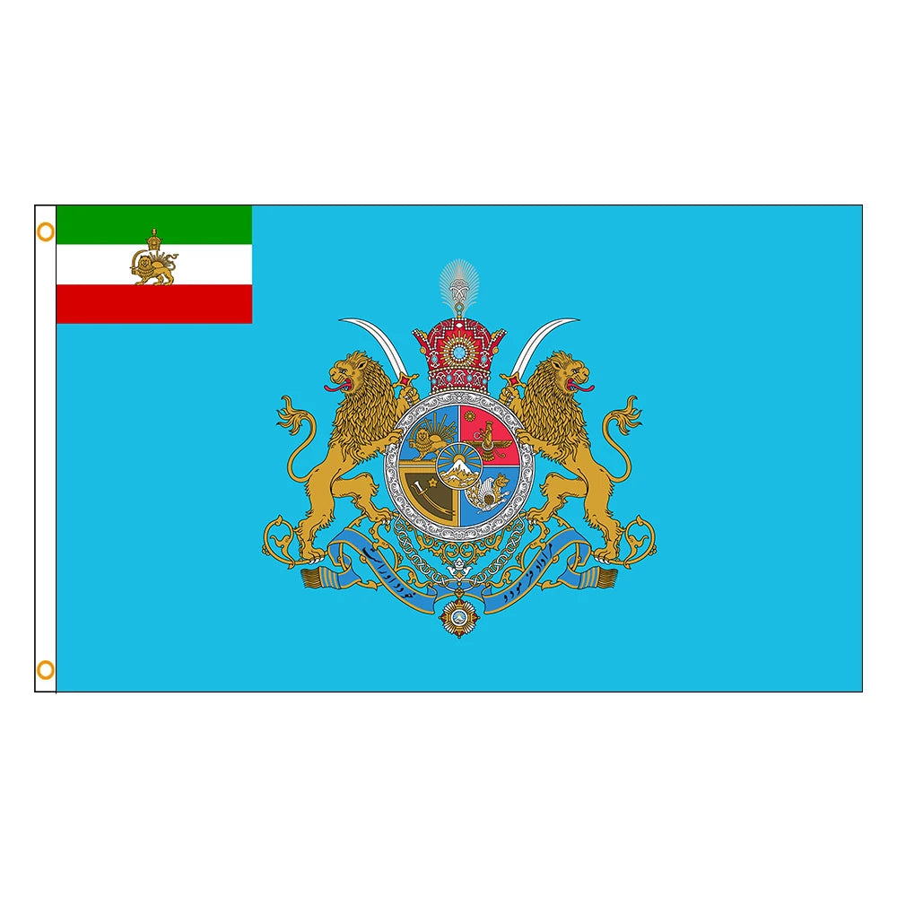 drapeau iran impérial historique décoration murale polyester couronne lion emblème ancien