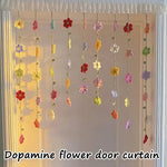 rideau porte multicolore fleurs crochetées décoration bohème intérieur semi transparent artisanal festif