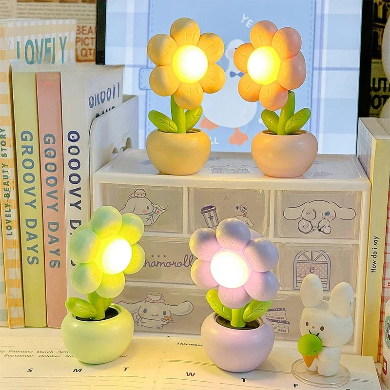 veilleuse led fleur rose verte violacée moderne chambre enfant basse consommation abs