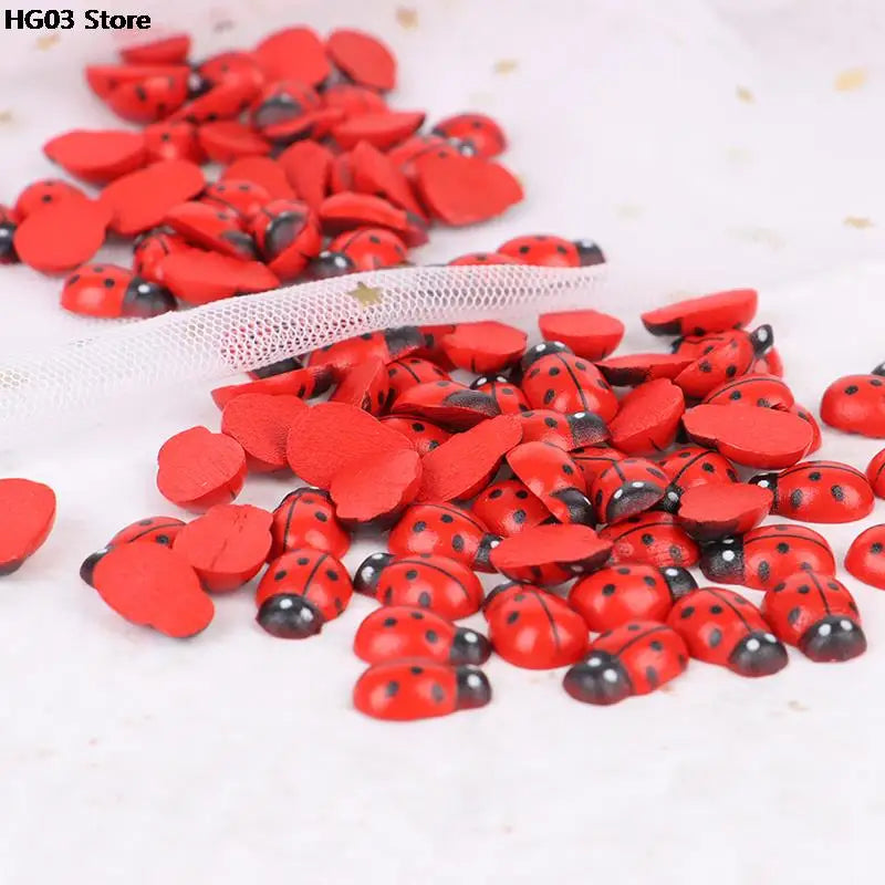 autocollants muraux coccinelles bois enfants décoration festive maison 100 pièces rouges noires