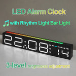 horloge led moderne réveil numérique lumière ambiance barre rythmique couleur réglable