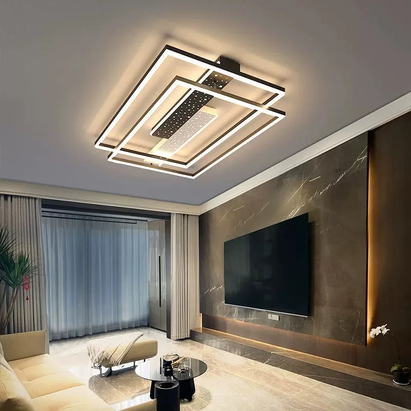 Luminaire LED moderne pendentif noir blanc géométrique 20+LED 3000lm chambre salon