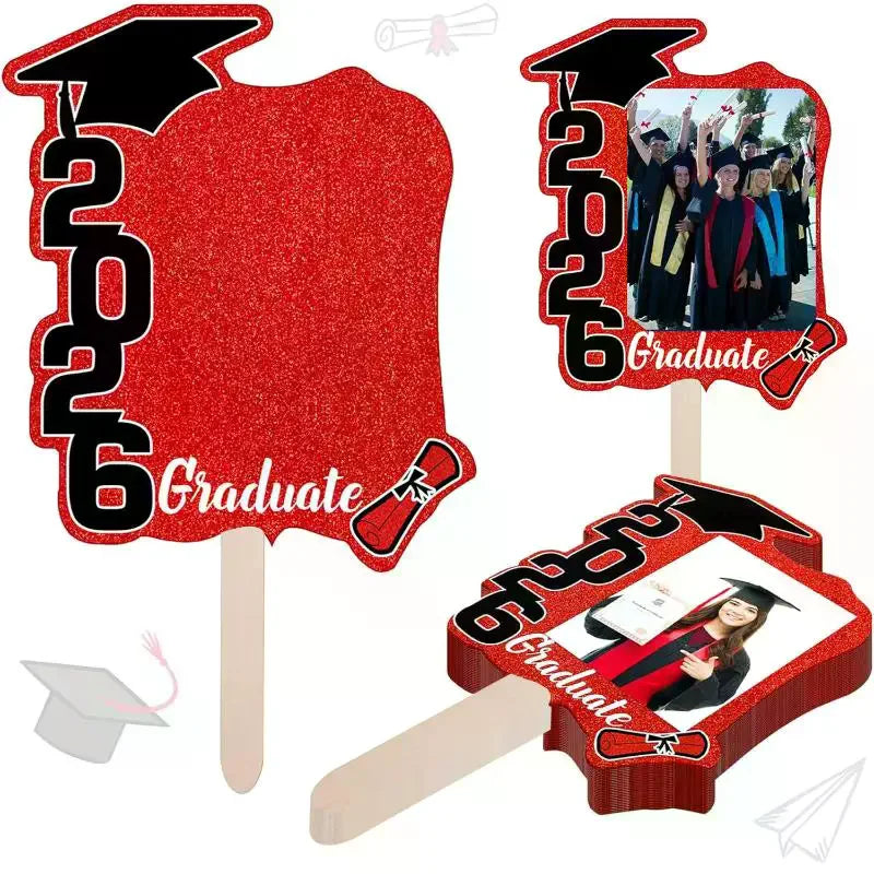 décorations fête graduation fanions pailletés numéros 2026 glue dots pic fixations photos incluses