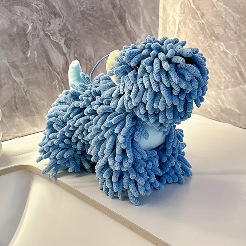 serviette éponge animale bleu rose beige gris peluche adhésive mignonne créative simple