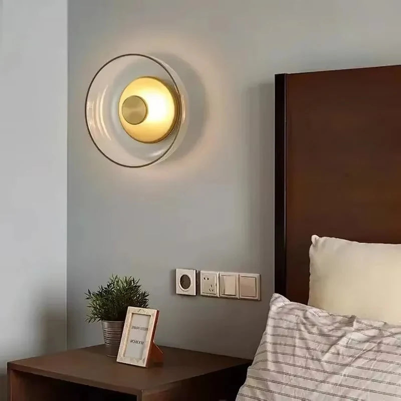 applique murale moderne transparente dorée chambre salon éclairage led nordique minimaliste fixée mur
