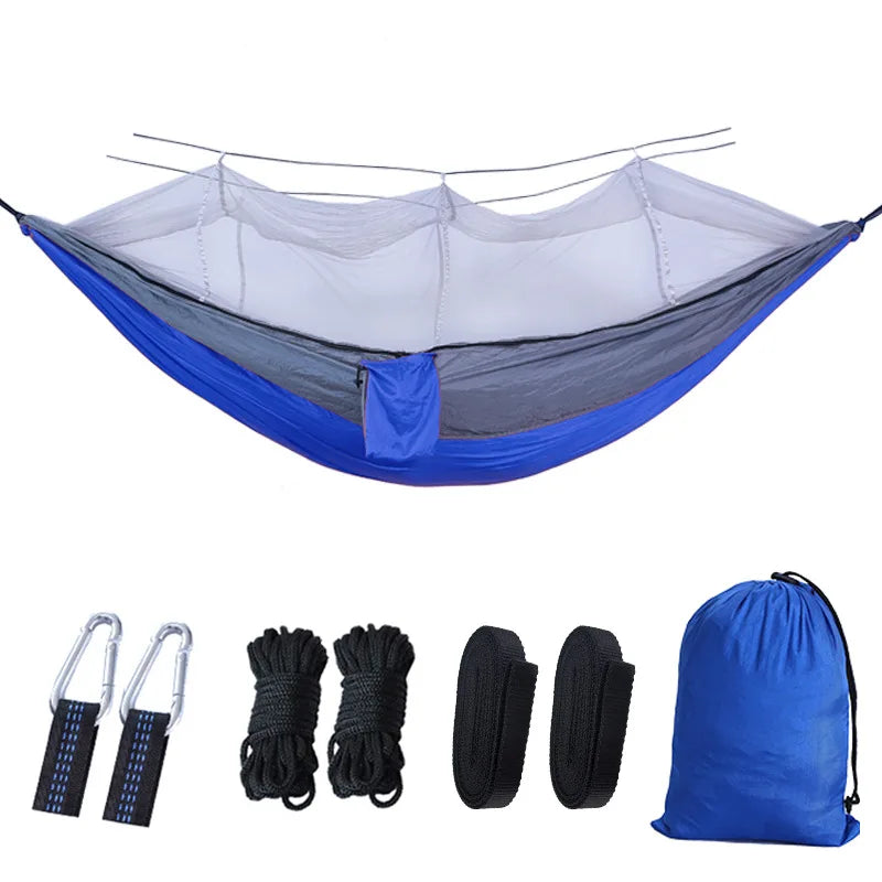 hamac camping extérieur portable deux personnes vert olive camouflage simple moustiquaire polyester robuste