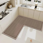 tapis cuisine gris beige rayures bordure moderne antidérapant imperméable polypropylène PVC