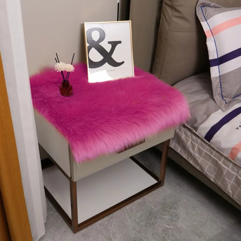 tapis moderne acrylique pelucheux blanc bleu rose décoration intérieure carré salon