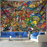 tapisserie murale moderne abstraite pop art graphique multicolore décoration intérieure bohème salon chambre