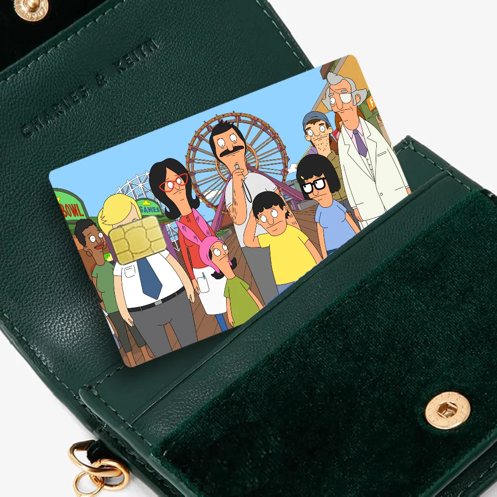 sticker adhésif carte crédit dessin animé bob's burgers the movie waterproof réutilisable bleu jaune