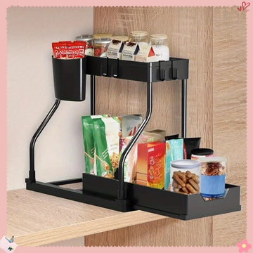 étagère sous évier noir moderne clips 36x37,5cm rangement assaisonnement bouchons anti poussière