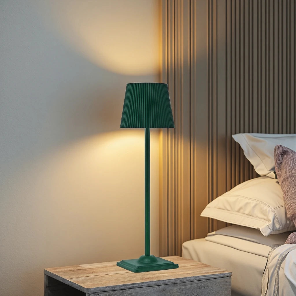 lampe table vert foncé plissée moderne rechargeable led 5v batterie lithium cem rohs