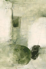 tableau toile art abstrait peinture moderne vert gris noir blanc cadre bois décoration murale