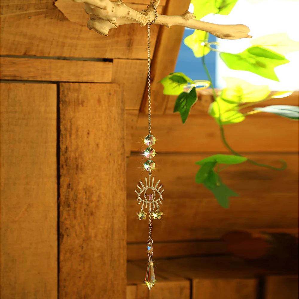 décoration murale cristal transparent argenté lunes étoiles géométrique boho romantique