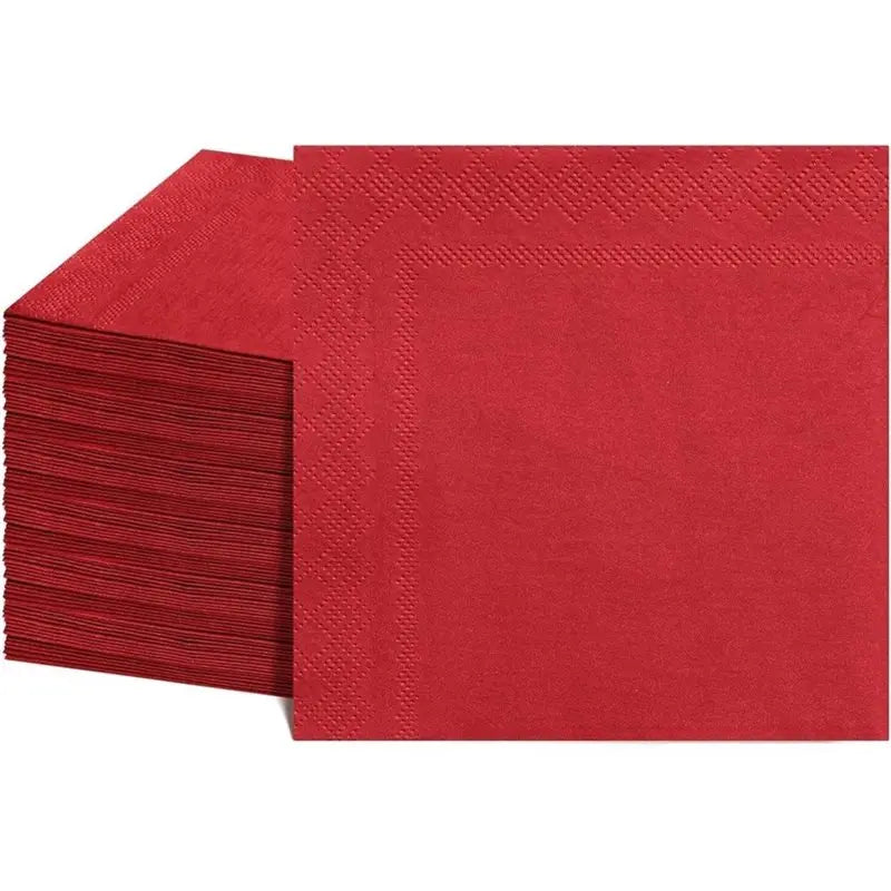 serviettes cocktail rouge uni grandes fêtes 120 pièces 10x10 pouces modernes party napkins