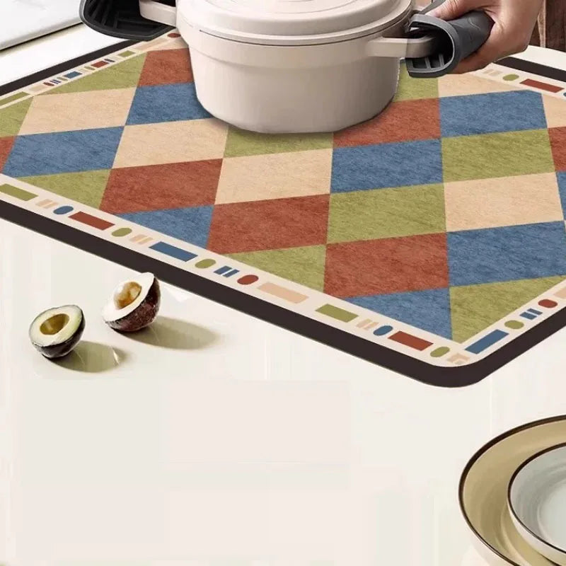 tapis cuisine multicolore carreaux géométriques moderne absorbant rapide séchage respectueux environnement 40x60cm 40x80cm