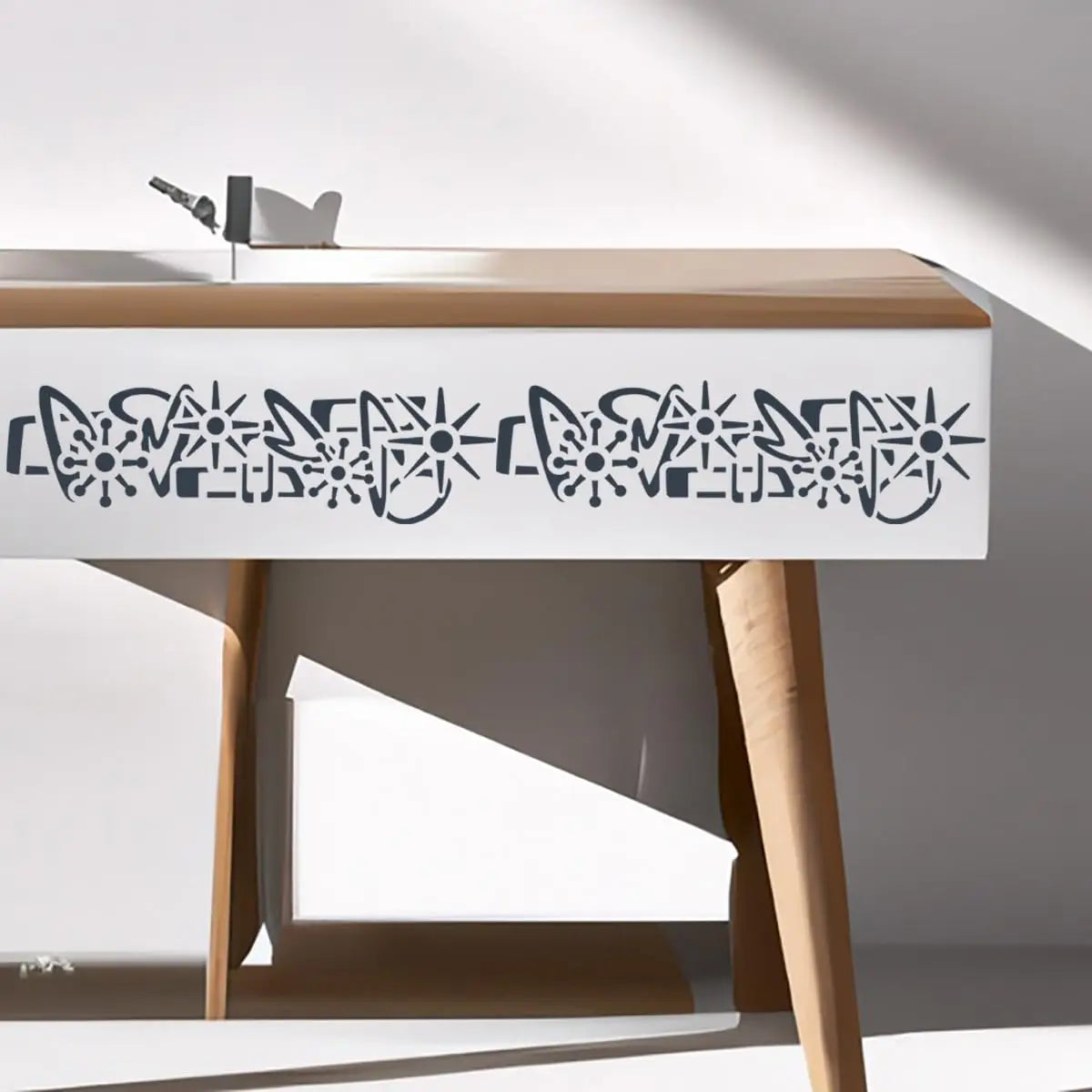 stencils réutilisables blancs motifs géométriques modernes peinture diy