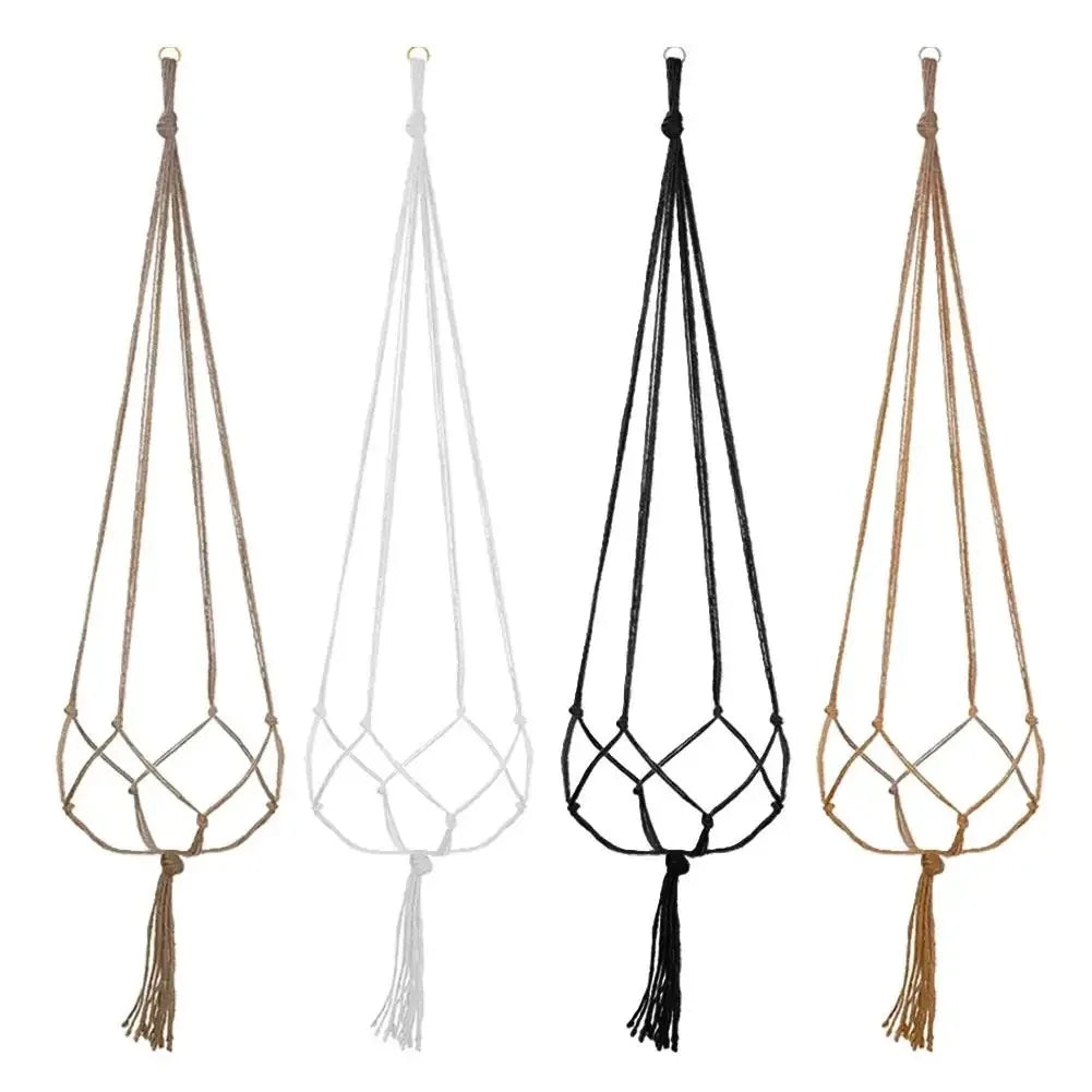 support plante suspendue macramé boho fibre végétale beige blanc noir artisanal