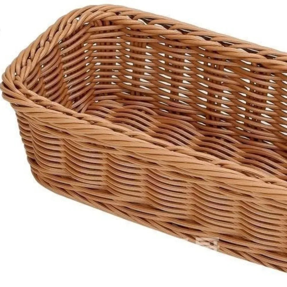 panier tressé marron clair réutilisable conteneur rangement vaisselle portable traditionnel fixations cuillères baguettes